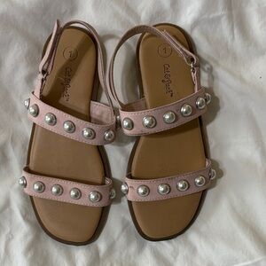 Cat & Jack Pink Sandals with Pearl Details